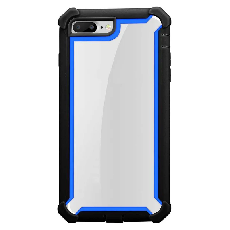 Cadorabo Hülle kompatibel mit Apple iPhone 7 PLUS / 7S PLUS / 8 PLUS 2-in-1 Schutzhülle mit TPU Silikon-Rand und Acryl-Glas-Rücken
