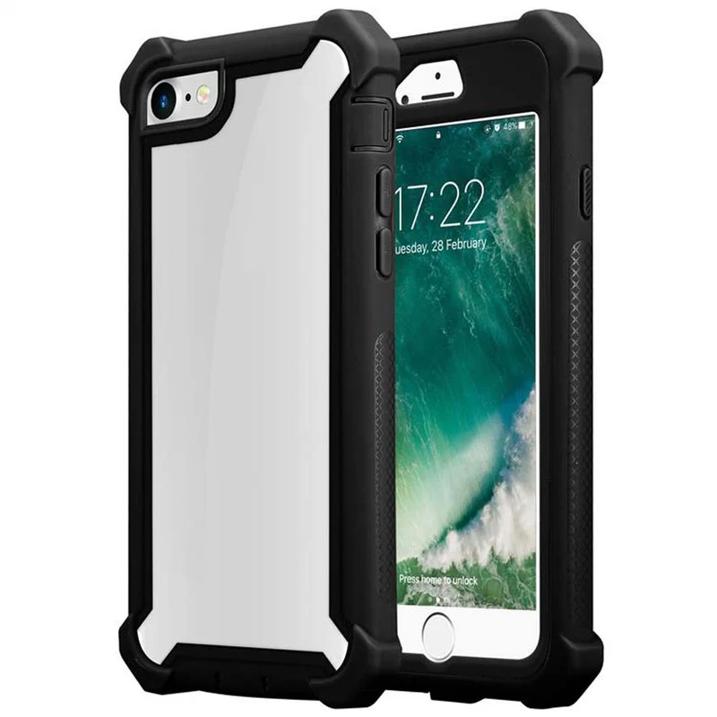 Cadorabo Hülle kompatibel mit Apple iPhone 7 / 7S / 8 / SE 2020 2-in-1 Schutzhülle mit TPU Silikon-Rand und Acryl-Glas-Rücken