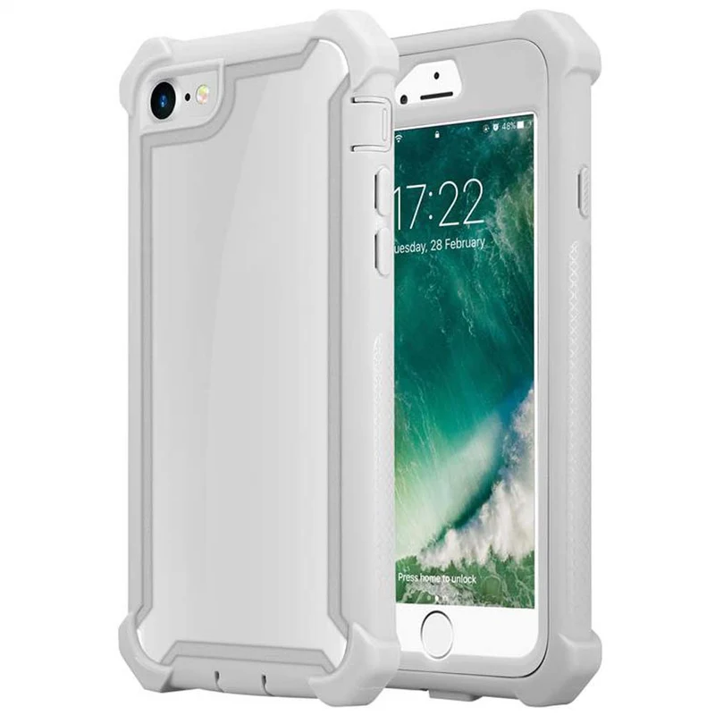 Cadorabo Hülle kompatibel mit Apple iPhone 7 / 7S / 8 / SE 2020 2-in-1 Schutzhülle mit TPU Silikon-Rand und Acryl-Glas-Rücken