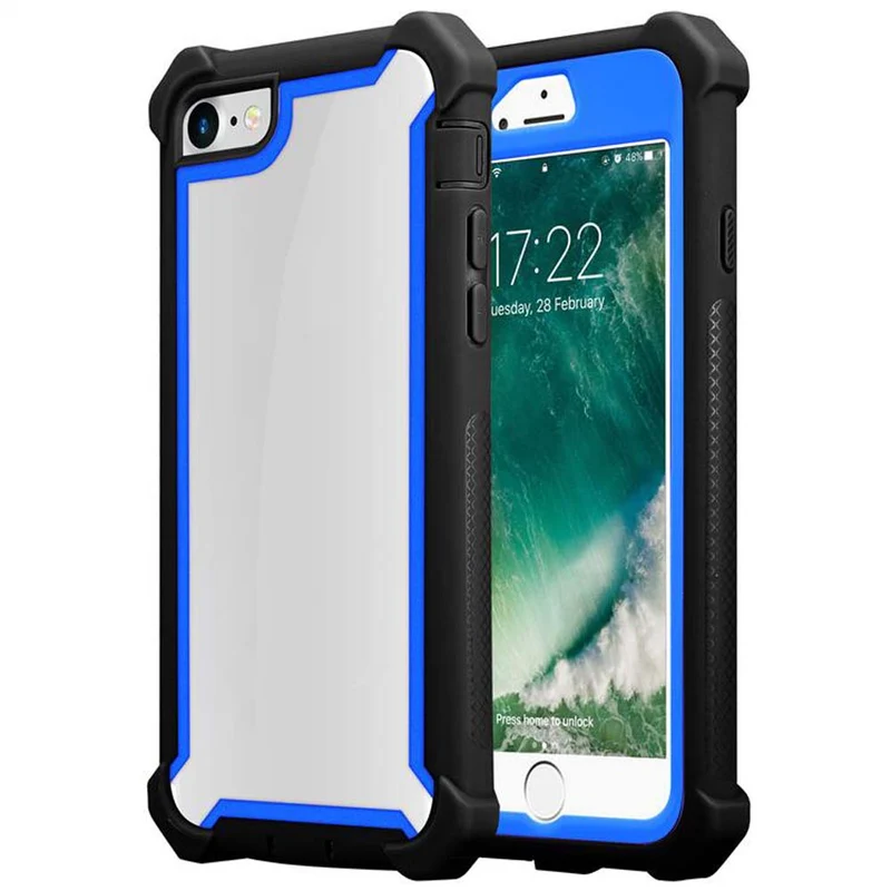 Cadorabo Hülle kompatibel mit Apple iPhone 7 / 7S / 8 / SE 2020 2-in-1 Schutzhülle mit TPU Silikon-Rand und Acryl-Glas-Rücken