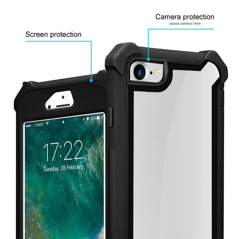 Cadorabo Hülle kompatibel mit Apple iPhone 7 / 7S / 8 / SE 2020 2-in-1 Schutzhülle mit TPU Silikon-Rand und Acryl-Glas-Rücken