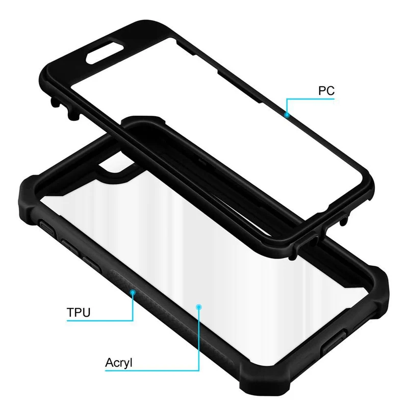 Cadorabo Hülle kompatibel mit Apple iPhone 7 / 7S / 8 / SE 2020 2-in-1 Schutzhülle mit TPU Silikon-Rand und Acryl-Glas-Rücken