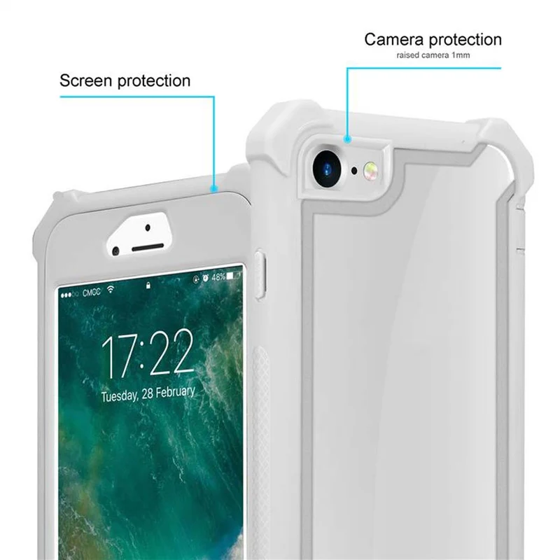 Cadorabo Hülle kompatibel mit Apple iPhone 7 / 7S / 8 / SE 2020 2-in-1 Schutzhülle mit TPU Silikon-Rand und Acryl-Glas-Rücken