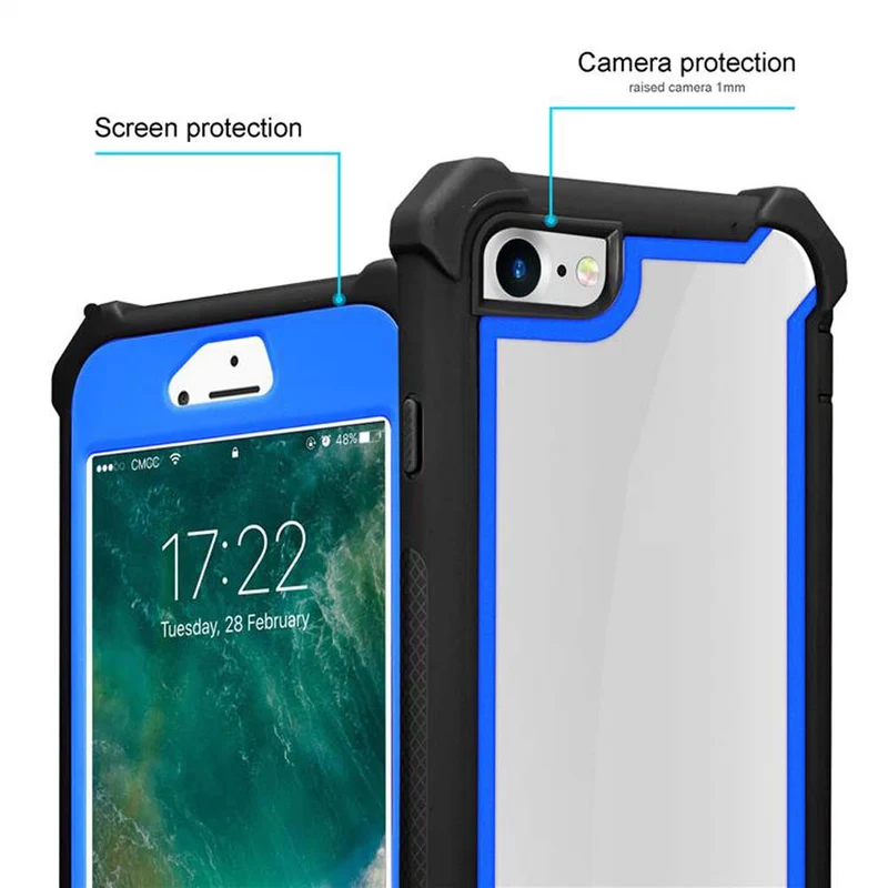 Cadorabo Hülle kompatibel mit Apple iPhone 7 / 7S / 8 / SE 2020 2-in-1 Schutzhülle mit TPU Silikon-Rand und Acryl-Glas-Rücken