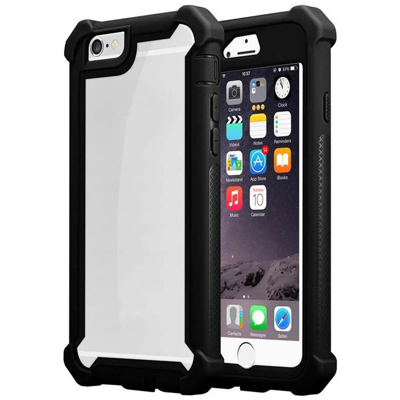 Cadorabo Hülle kompatibel mit Apple iPhone 6 PLUS / 6S PLUS 2-in-1 Schutzhülle mit TPU Silikon-Rand und Acryl-Glas-Rücken