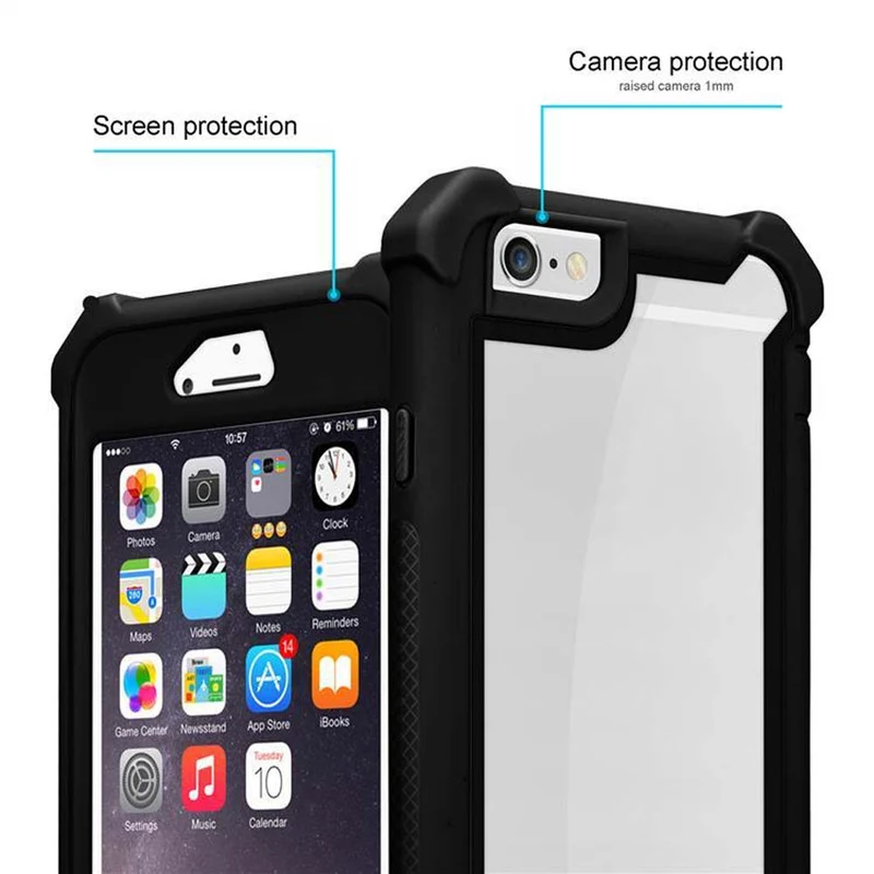 Cadorabo Hülle kompatibel mit Apple iPhone 6 PLUS / 6S PLUS 2-in-1 Schutzhülle mit TPU Silikon-Rand und Acryl-Glas-Rücken