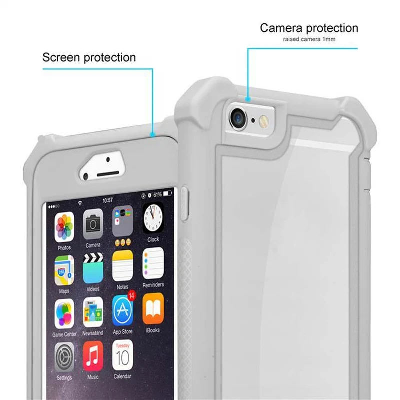 Cadorabo Hülle kompatibel mit Apple iPhone 6 PLUS / 6S PLUS 2-in-1 Schutzhülle mit TPU Silikon-Rand und Acryl-Glas-Rücken