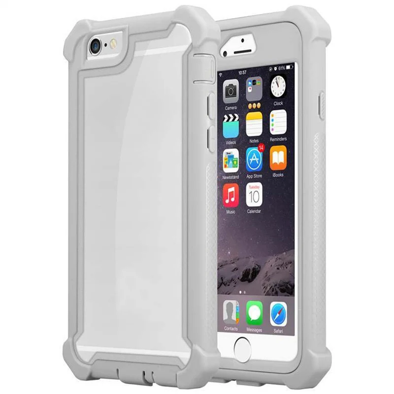 Cadorabo Hülle kompatibel mit Apple iPhone 6 / 6S 2-in-1 Schutzhülle mit TPU Silikon-Rand und Acryl-Glas-Rücken