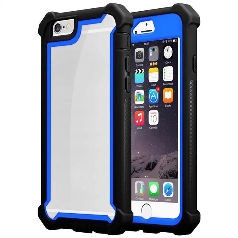 Cadorabo Hülle kompatibel mit Apple iPhone 6 / 6S 2-in-1 Schutzhülle mit TPU Silikon-Rand und Acryl-Glas-Rücken