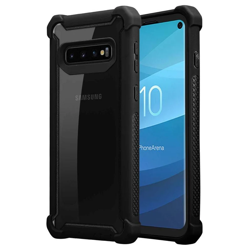 Cadorabo Hülle kompatibel mit Samsung Galaxy S10 PLUS 2-in-1 Schutzhülle mit TPU Silikon-Rand und Acryl-Glas-Rücken