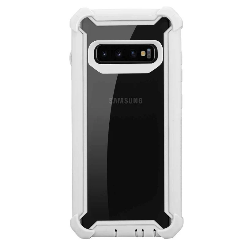 Cadorabo Hülle kompatibel mit Samsung Galaxy S10 PLUS 2-in-1 Schutzhülle mit TPU Silikon-Rand und Acryl-Glas-Rücken