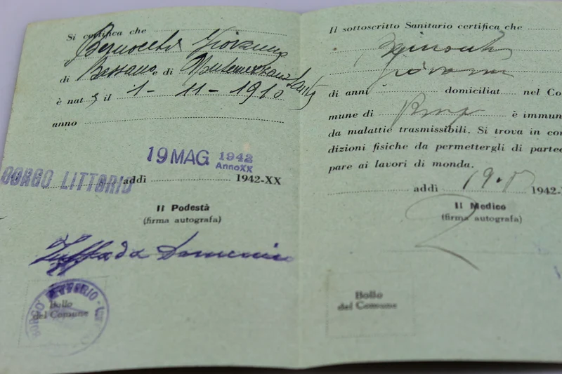 Gesundheitskarte einer „Mondina“ von 1942