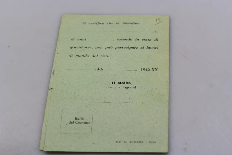 Gesundheitskarte einer „Mondina“ von 1942