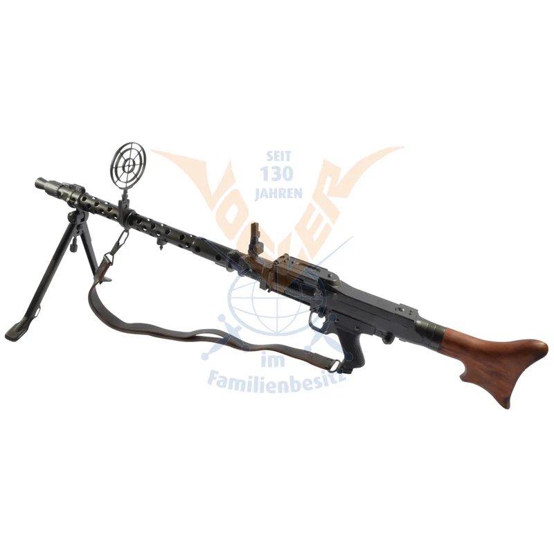 MG 34 Maschinengewehr, DEKO, Deutschland 1934, 2. WK, mit Gurt und Visier, Holzschaft, Metall, DENIX Nr. 9317