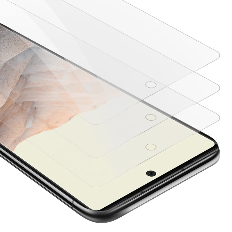 Cadorabo 3x Panzer Folie kompatibel mit Google PIXEL 6 PRO - Schutzfolie 3er Pack Gehärtetes (Tempered) Display-Schutzglas in 9H Härte mit 3D Touch Kompatibilität