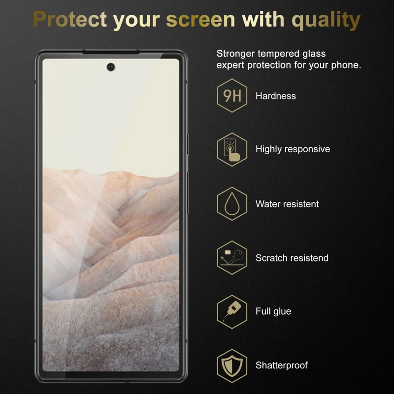 Cadorabo Panzer Folie kompatibel mit Google PIXEL 6 - Schutzfolie Gehärtetes (Tempered) Display-Schutzglas in 9H Härte mit 3D Touch Kompatibilität