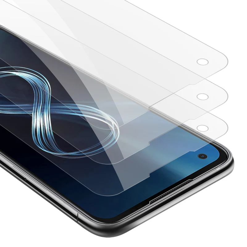 Cadorabo 3x Panzer Folie kompatibel mit Asus ZenFone 8 - Schutzfolie 3er Pack Gehärtetes (Tempered) Display-Schutzglas in 9H Härte mit 3D Touch Kompatibilität