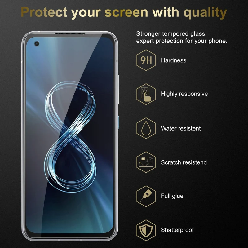 Cadorabo Panzer Folie kompatibel mit Asus ZenFone 8 - Schutzfolie Gehärtetes (Tempered) Display-Schutzglas in 9H Härte mit 3D Touch Kompatibilität