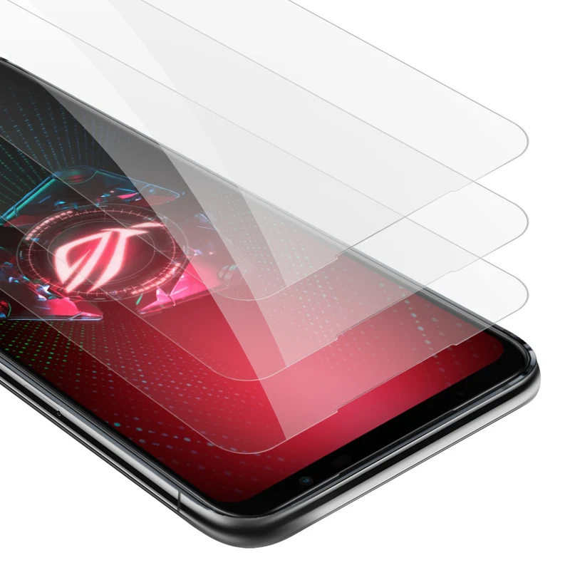 Cadorabo 3x Panzer Folie kompatibel mit Asus ROG Phone 5 - Schutzfolie 3er Pack Gehärtetes (Tempered) Display-Schutzglas in 9H Härte mit 3D Touch Kompatibilität
