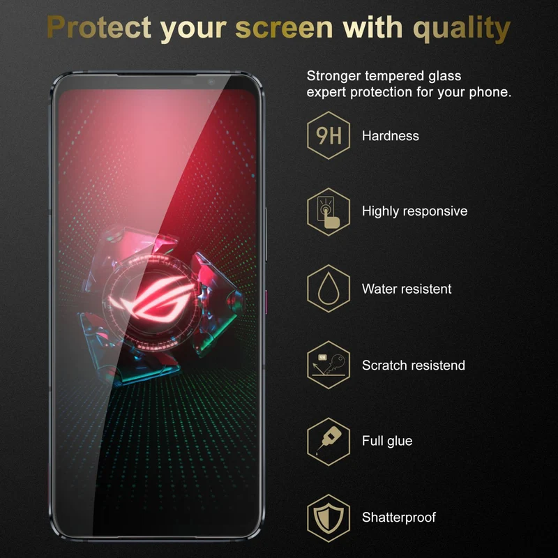 Cadorabo Panzer Folie kompatibel mit Asus ROG Phone 5 - Schutzfolie Gehärtetes (Tempered) Display-Schutzglas in 9H Härte mit 3D Touch Kompatibilität
