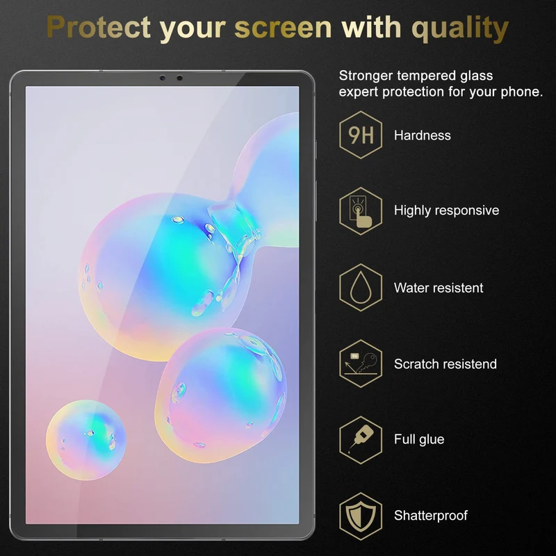 Cadorabo 3x Panzer Folie kompatibel mit Samsung Galaxy Tab S6 (10.5 Zoll) 3er Pack Gehärtetes (Tempered) Display-Schutzglas in 9H Härte mit 3D Touch Kompatibilität