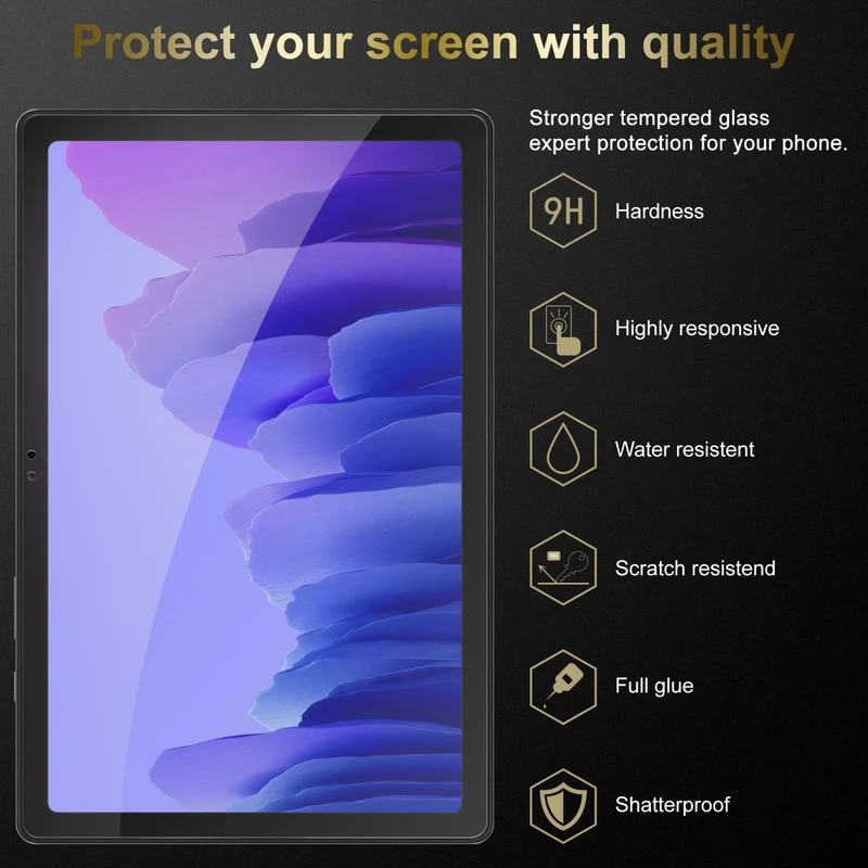 Cadorabo 3x Panzer Folie kompatibel mit Samsung Galaxy Tab A7 (10.4 Zoll) 3er Pack Gehärtetes (Tempered) Display-Schutzglas in 9H Härte mit 3D Touch Kompatibilität