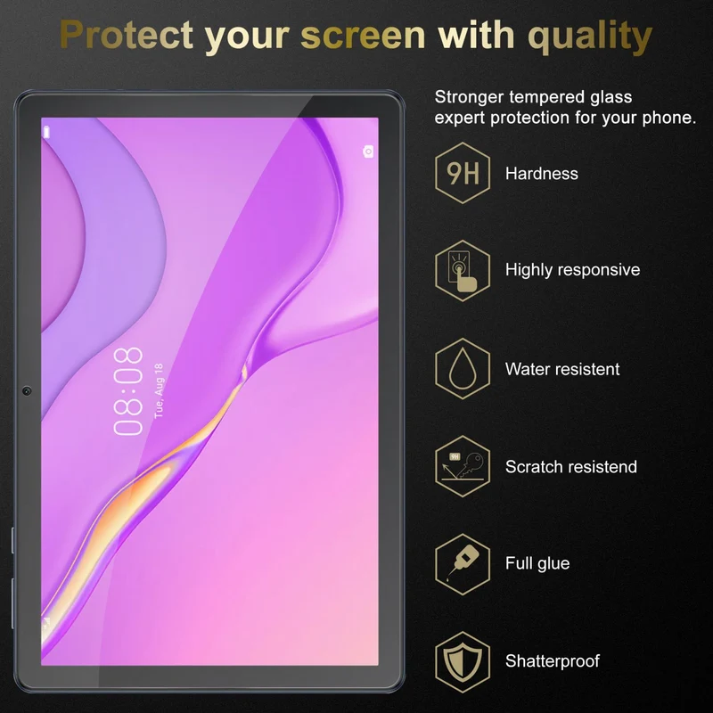 Cadorabo 3x Panzer Folie kompatibel mit Huawei MatePad T 10 (9.7 Zoll) / T 10s (10.1 Zoll) 3er Pack Gehärtetes (Tempered) Display-Schutzglas in 9H Härte mit 3D Touch Kompatibilität