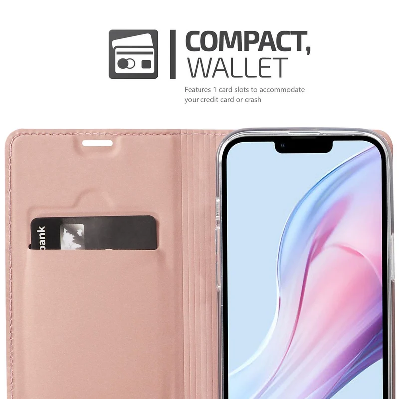 Cadorabo Hülle kompatibel mit Apple iPhone 13 Schutzhülle mit Magnetverschluss, Standfunktion und Kartenfach