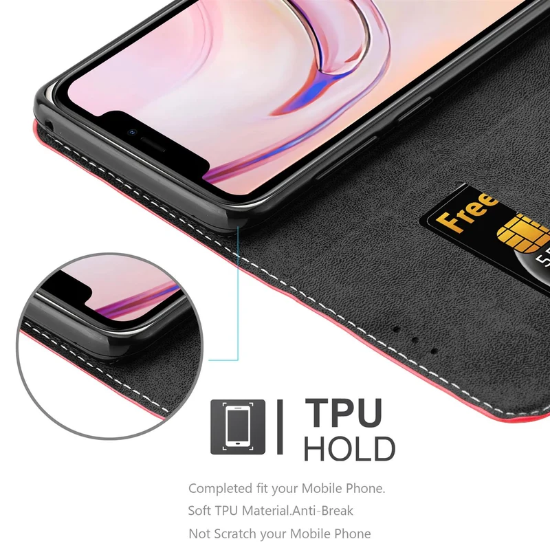 Cadorabo Hülle kompatibel mit Apple iPhone 13 Schutzhülle mit Magnetverschluss, Standfunktion und Kartenfach