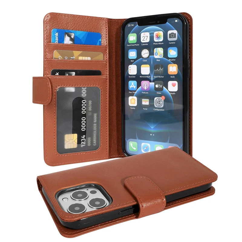 Cadorabo Hülle kompatibel mit Apple iPhone 13 PRO MAX Schutzhülle mit Magnetverschluss und 3 Kartenfächern