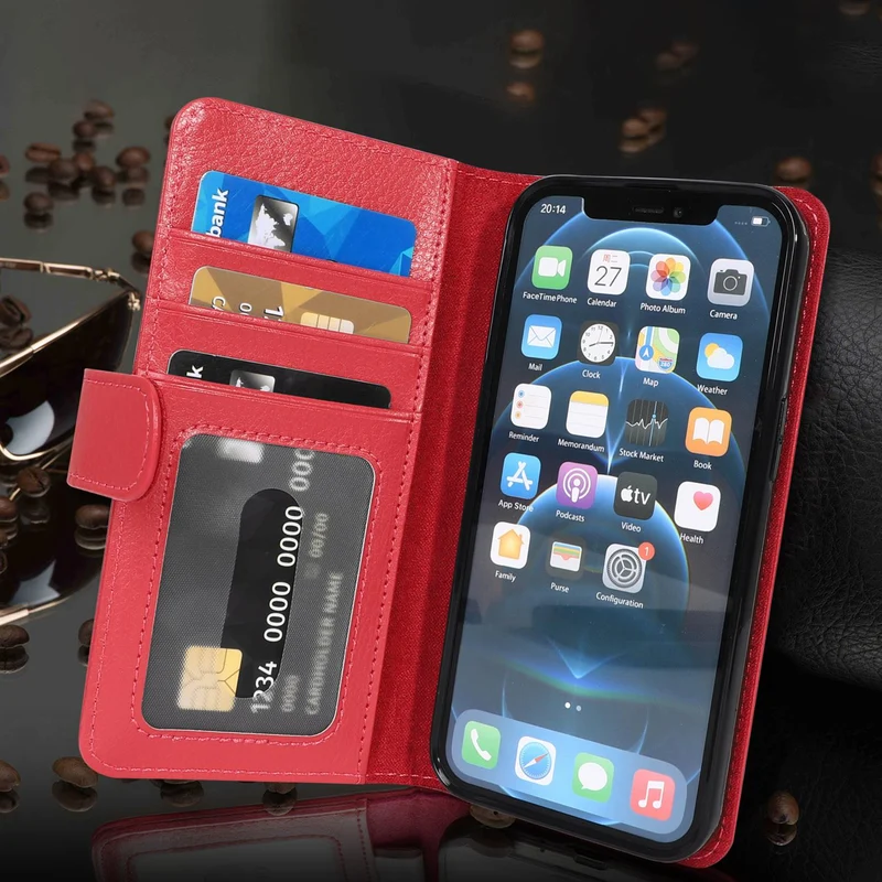 Cadorabo Hülle kompatibel mit Apple iPhone 13 PRO MAX Schutzhülle mit Magnetverschluss und 3 Kartenfächern