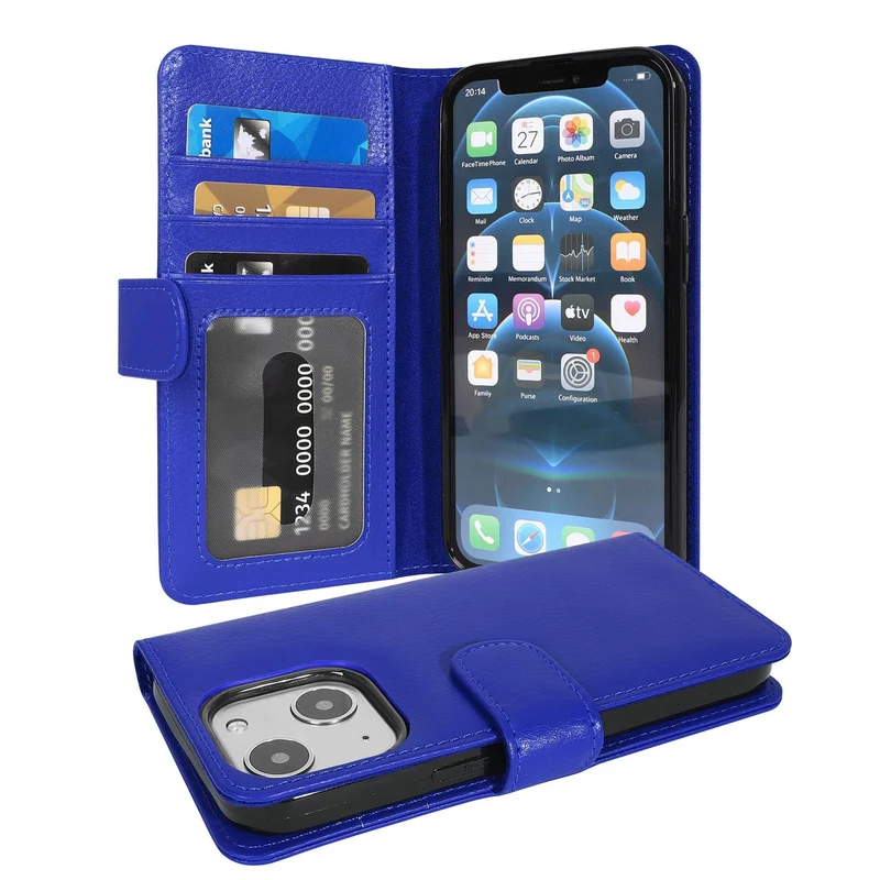 Cadorabo Hülle kompatibel mit Apple iPhone 13 Schutzhülle mit Magnetverschluss und 3 Kartenfächern