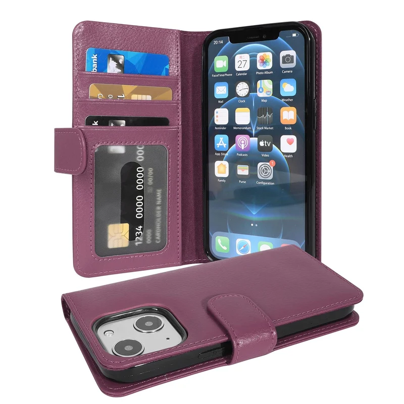Cadorabo Hülle kompatibel mit Apple iPhone 13 Schutzhülle mit Magnetverschluss und 3 Kartenfächern