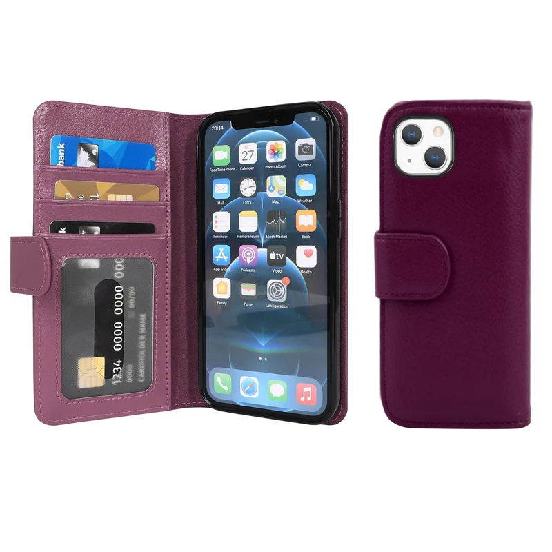 Cadorabo Hülle kompatibel mit Apple iPhone 13 Schutzhülle mit Magnetverschluss und 3 Kartenfächern