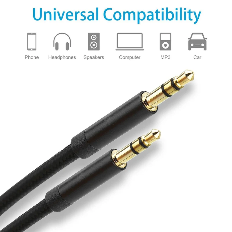 Cadorabo Aux Audio Kabel 3.5mm 3m 3m in ZYZ - Stereo Klinkenkabel kompatibel mit gängigen Geräten mit 3.5mm Aux Anschluss
