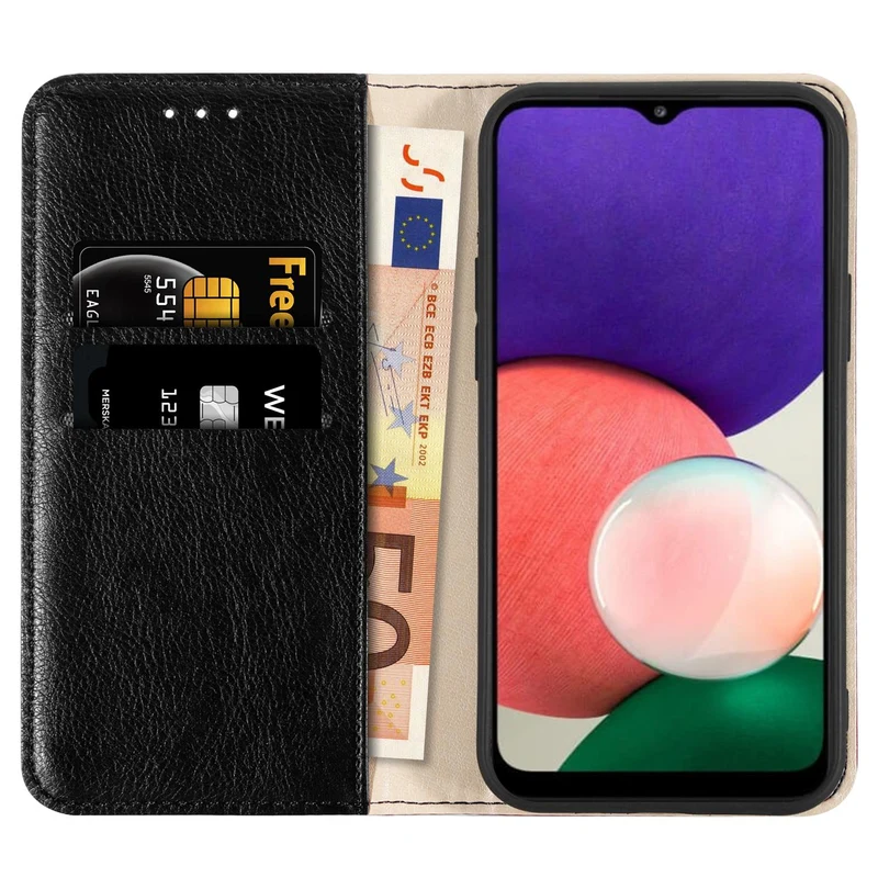 Cadorabo Hülle kompatibel mit Samsung Galaxy A22 5G Schutzhülle mit Magnetverschluss, Standfunktion und Kartenfächer