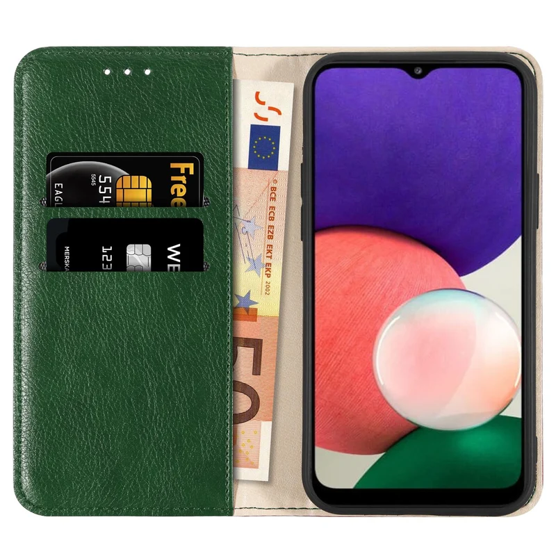 Cadorabo Hülle kompatibel mit Samsung Galaxy A22 5G Schutzhülle mit Magnetverschluss, Standfunktion und Kartenfächer