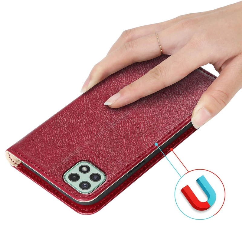 Cadorabo Hülle kompatibel mit Samsung Galaxy A22 5G Schutzhülle mit Magnetverschluss, Standfunktion und Kartenfächer