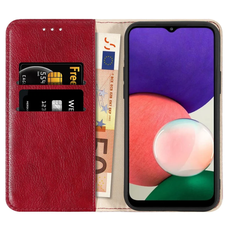 Cadorabo Hülle kompatibel mit Samsung Galaxy A22 5G Schutzhülle mit Magnetverschluss, Standfunktion und Kartenfächer