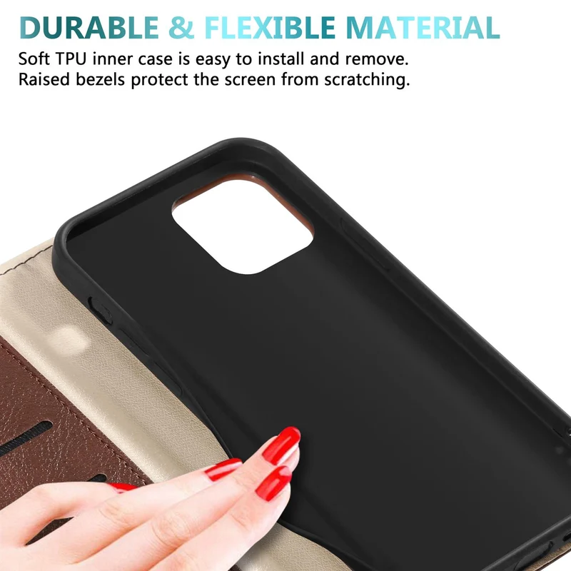 Cadorabo Hülle kompatibel mit Apple iPhone 13 Schutzhülle mit Magnetverschluss, Standfunktion und Kartenfächer