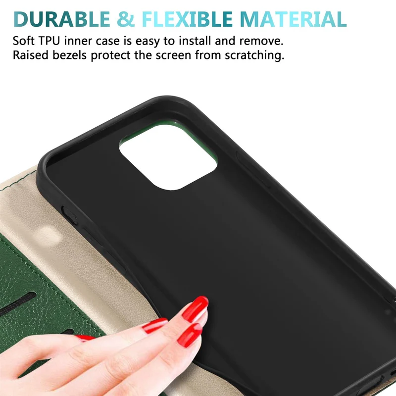 Cadorabo Hülle kompatibel mit Apple iPhone 13 Schutzhülle mit Magnetverschluss, Standfunktion und Kartenfächer