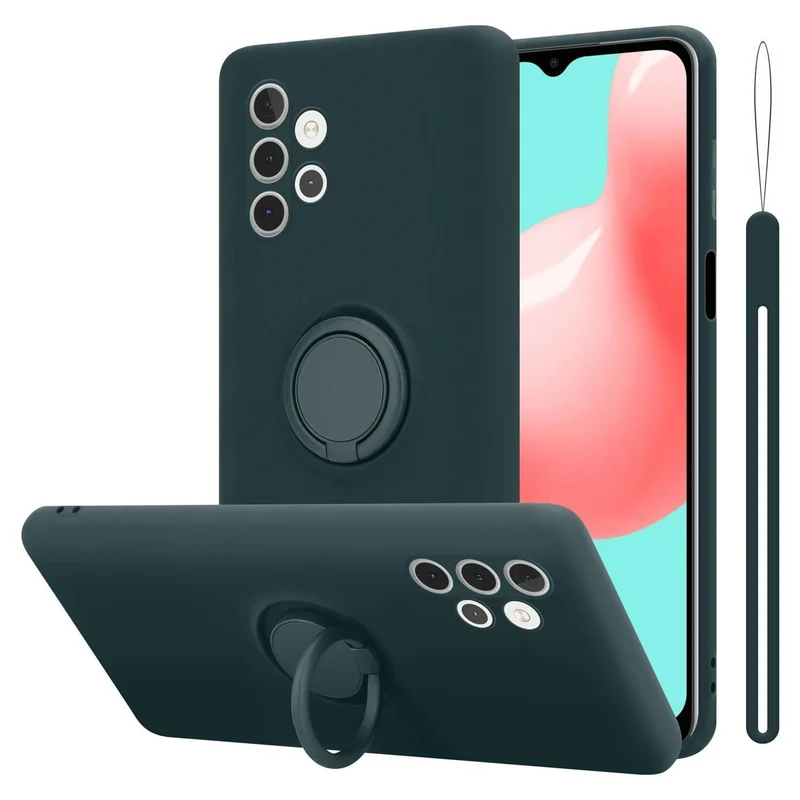 Cadorabo Hülle kompatibel mit Samsung Galaxy A32 4G Schutzhülle aus flexiblem TPU Silikon mit Ring