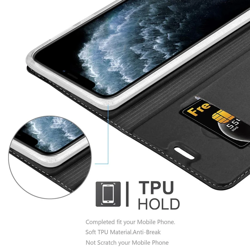 Cadorabo Hülle kompatibel mit Apple iPhone 11 PRO MAX Schutzhülle mit Magnetverschluss, Standfunktion und Kartenfach