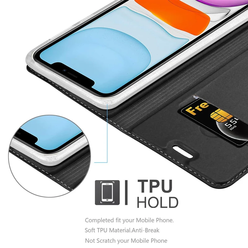 Cadorabo Hülle kompatibel mit Apple iPhone 11 Schutzhülle mit Magnetverschluss, Standfunktion und Kartenfach