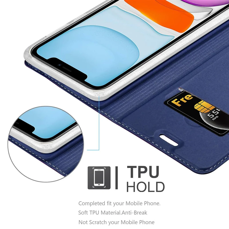 Cadorabo Hülle kompatibel mit Apple iPhone 11 Schutzhülle mit Magnetverschluss, Standfunktion und Kartenfach