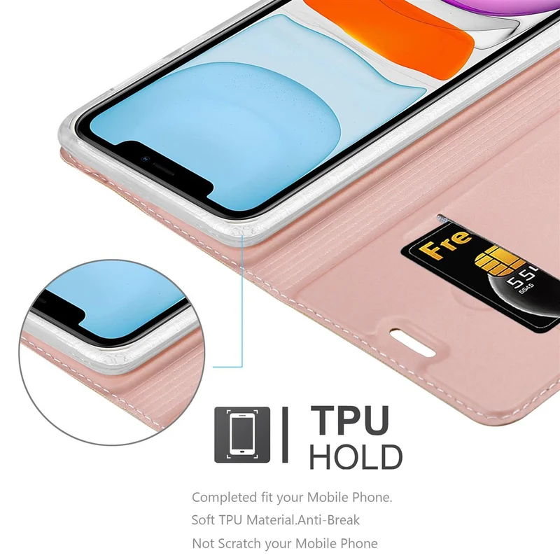 Cadorabo Hülle kompatibel mit Apple iPhone 11 Schutzhülle mit Magnetverschluss, Standfunktion und Kartenfach