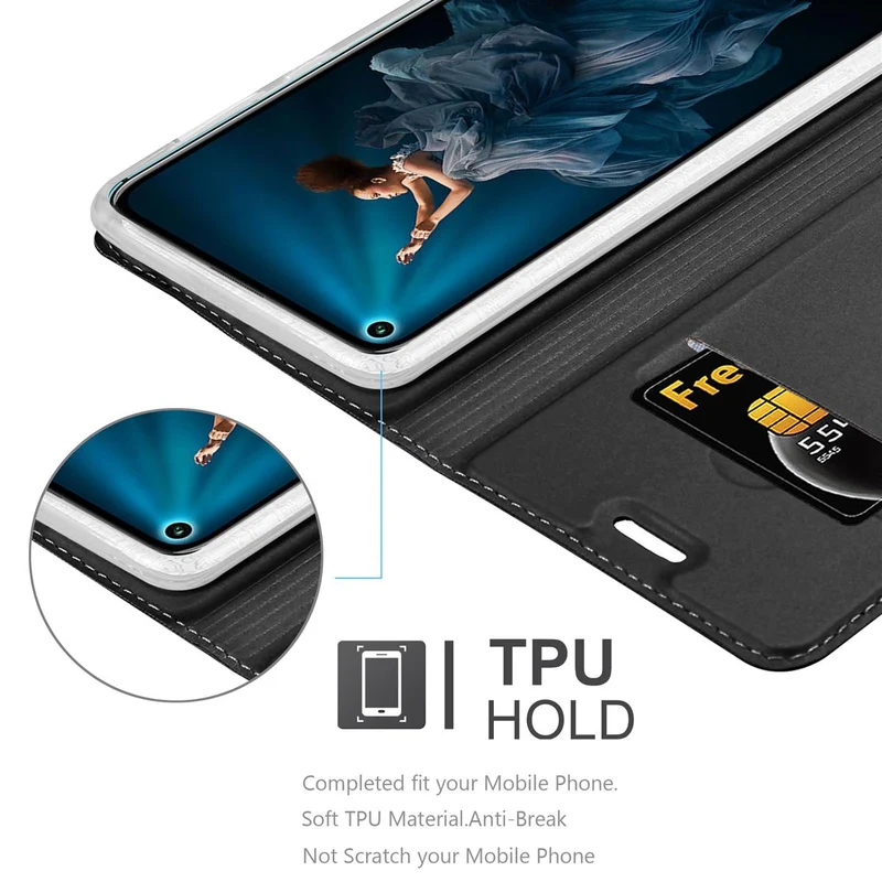 Cadorabo Hülle kompatibel mit Honor 20 PRO Schutzhülle mit Magnetverschluss, Standfunktion und Kartenfach