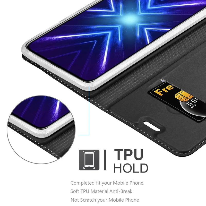 Cadorabo Hülle kompatibel mit Honor 9X Schutzhülle mit Magnetverschluss, Standfunktion und Kartenfach