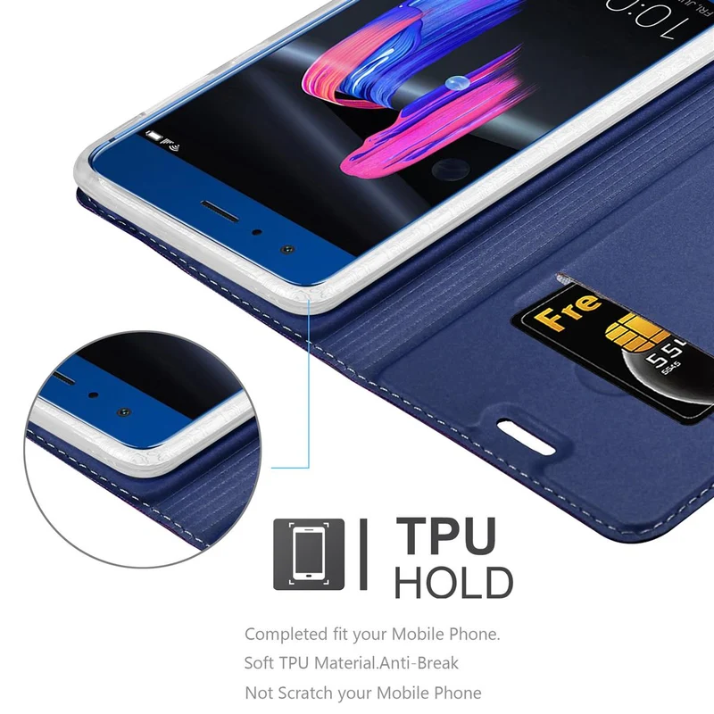 Cadorabo Hülle kompatibel mit Honor 9 Schutzhülle mit Magnetverschluss, Standfunktion und Kartenfach