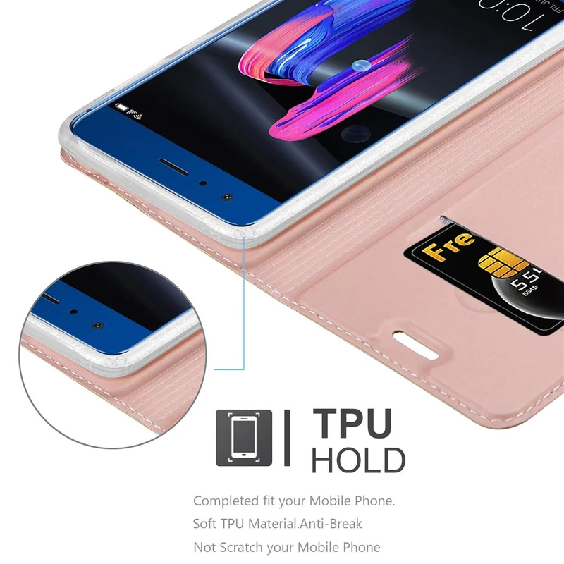 Cadorabo Hülle kompatibel mit Honor 9 Schutzhülle mit Magnetverschluss, Standfunktion und Kartenfach